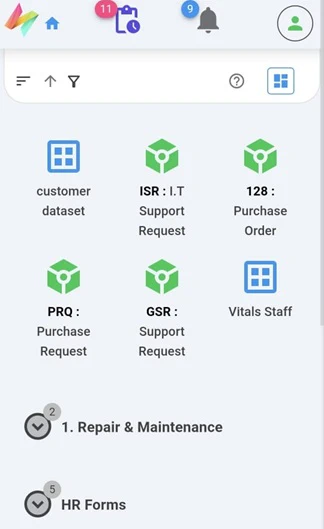 NileDesk mobile home screen
