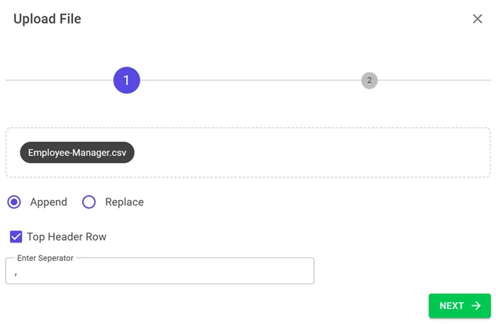 Upload CSV/Excel file to Dataset