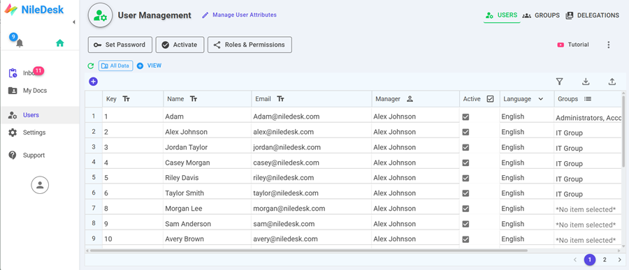 Managing users